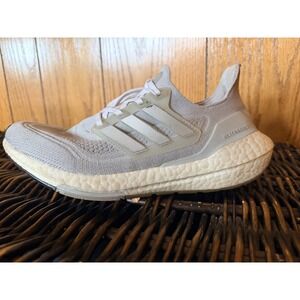 Adidas Ultraboost 21 Mens Grey White Running Shoes Sneakers FY0377 Size 7.5